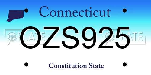 OZS925 Connecticut License Plate