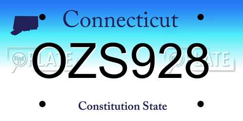 OZS928 Connecticut License Plate