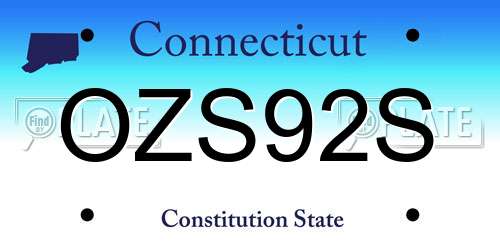 OZS92S Connecticut License Plate