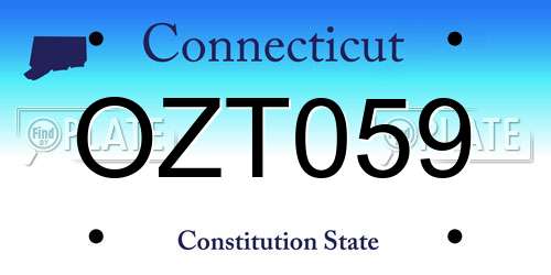 OZT059 Connecticut License Plate