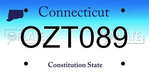 OZT089 Connecticut License Plate