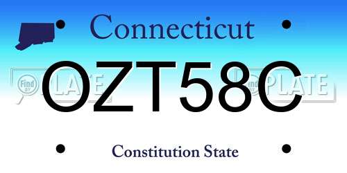 OZT58C Connecticut License Plate