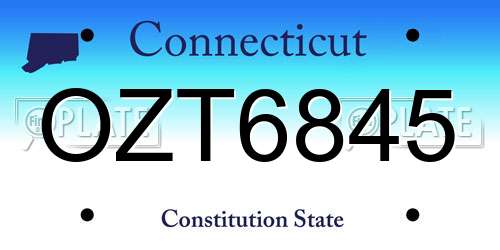 OZT6845 Connecticut License Plate