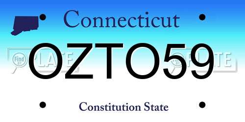 OZTO59 Connecticut License Plate