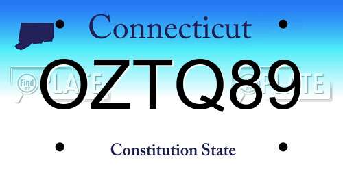 OZTQ89 Connecticut License Plate