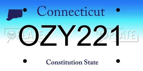 OZY221 Connecticut License Plate