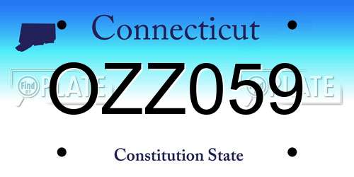 OZZ059 Connecticut License Plate