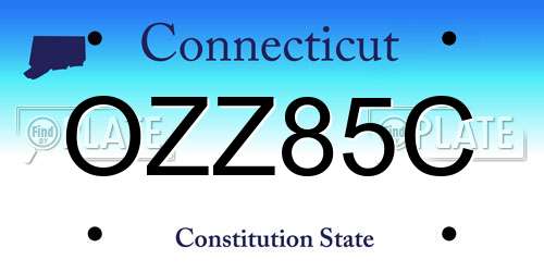 OZZ85C Connecticut License Plate