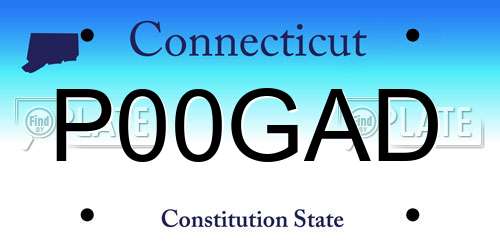 P00GAD Connecticut License Plate