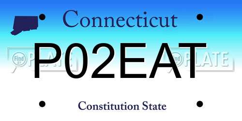 P02EAT Connecticut License Plate