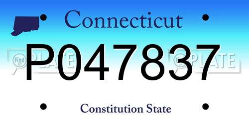 P047837 Connecticut License Plate
