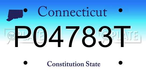 P04783T Connecticut License Plate