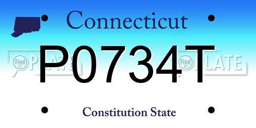 P0734T Connecticut License Plate