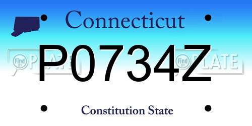 P0734Z Connecticut License Plate