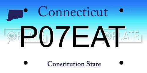 P07EAT Connecticut License Plate