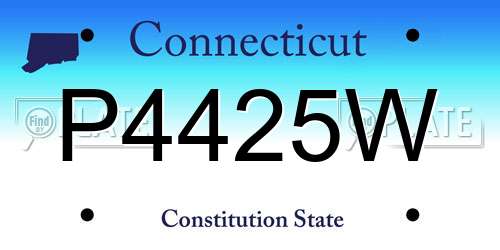 P4425W Connecticut License Plate