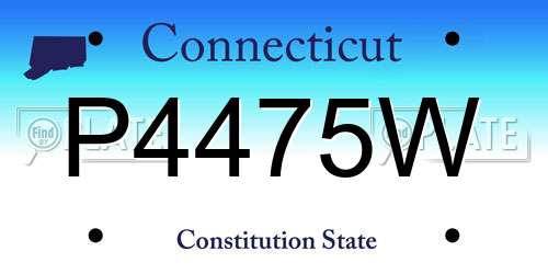 P4475W Connecticut License Plate