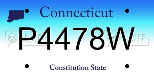 P4478W Connecticut License Plate
