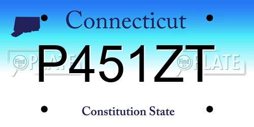 P451ZT Connecticut License Plate