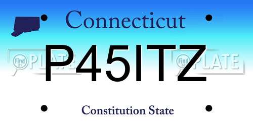 P45ITZ Connecticut License Plate