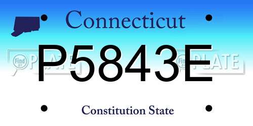 P5843E Connecticut License Plate
