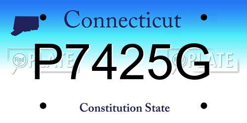 P7425G Connecticut License Plate