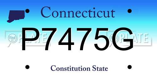 P7475G Connecticut License Plate