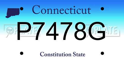 P7478G Connecticut License Plate