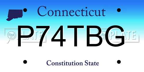 P74TBG Connecticut License Plate