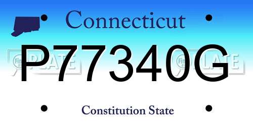 P77340G Connecticut License Plate
