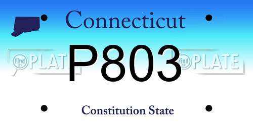 P803 Connecticut License Plate