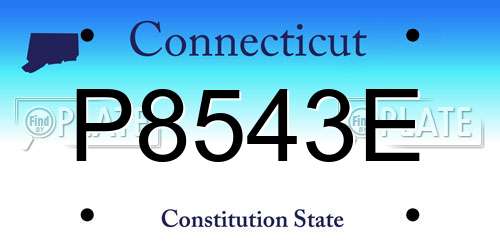 P8543E Connecticut License Plate