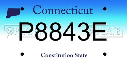 P8843E Connecticut License Plate