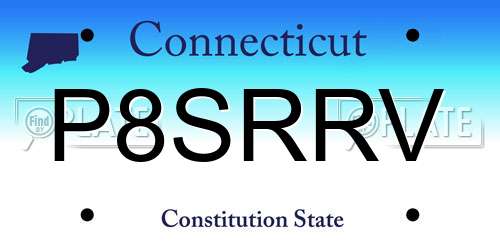 P8SRRV Connecticut License Plate