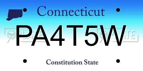 PA4T5W Connecticut License Plate