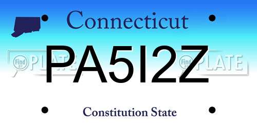 PA5I2Z Connecticut License Plate