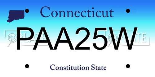 PAA25W Connecticut License Plate
