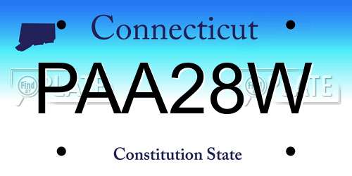 PAA28W Connecticut License Plate