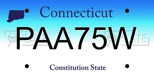 PAA75W Connecticut License Plate