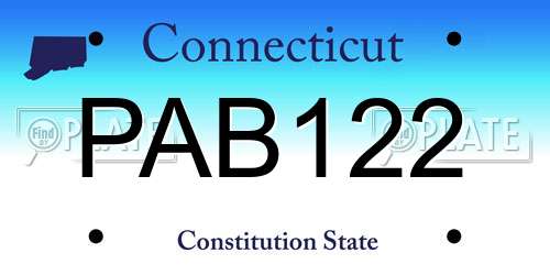 PAB122 Connecticut License Plate
