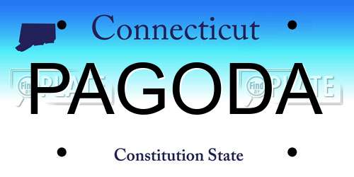PAGODA Connecticut License Plate