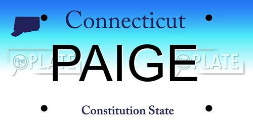 PAIGE Connecticut License Plate