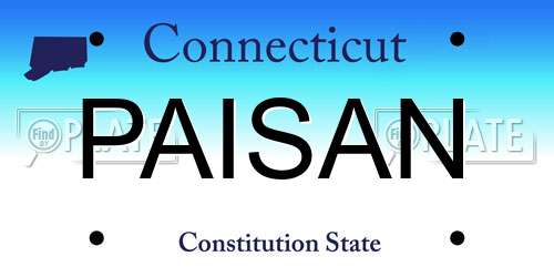PAISAN Connecticut License Plate