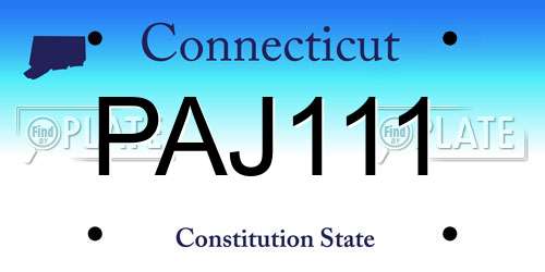 PAJ111 Connecticut License Plate