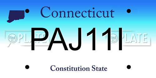 PAJ11I Connecticut License Plate