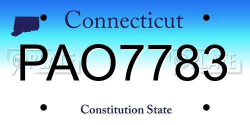 PAO7783 Connecticut License Plate