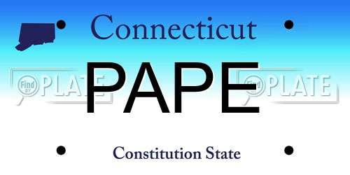 PAPE Connecticut License Plate