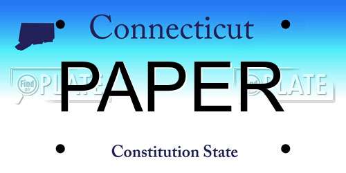 PAPER Connecticut License Plate