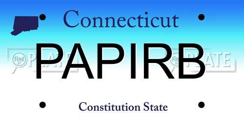 PAPIRB Connecticut License Plate