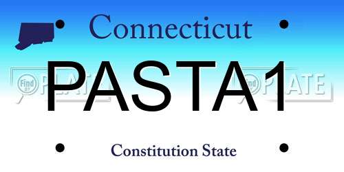 PASTA1 Connecticut License Plate